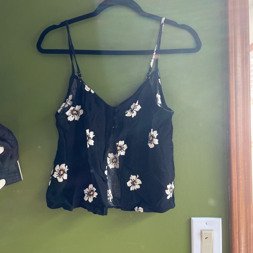 Black floral tank